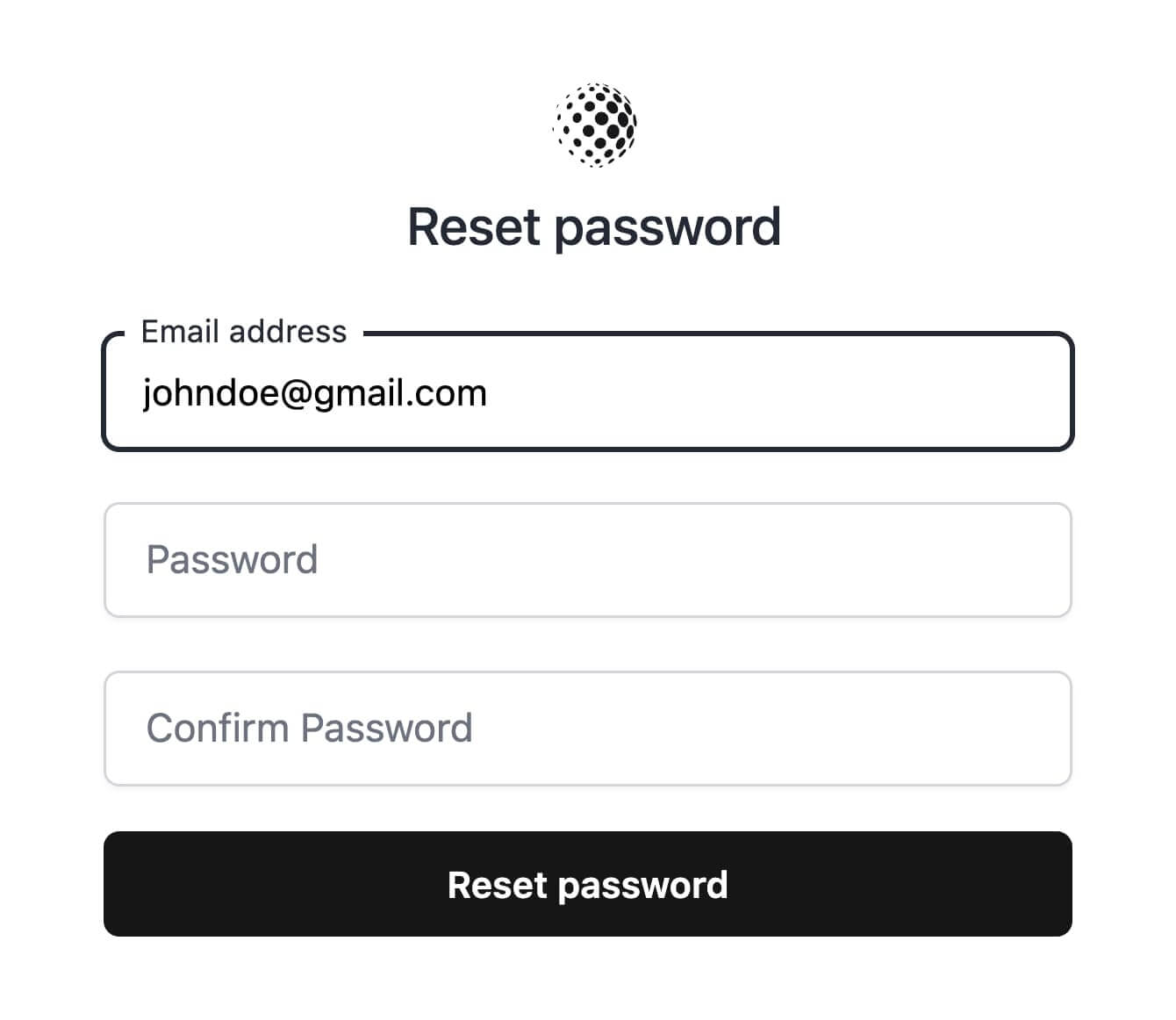 Authentication password-reset page