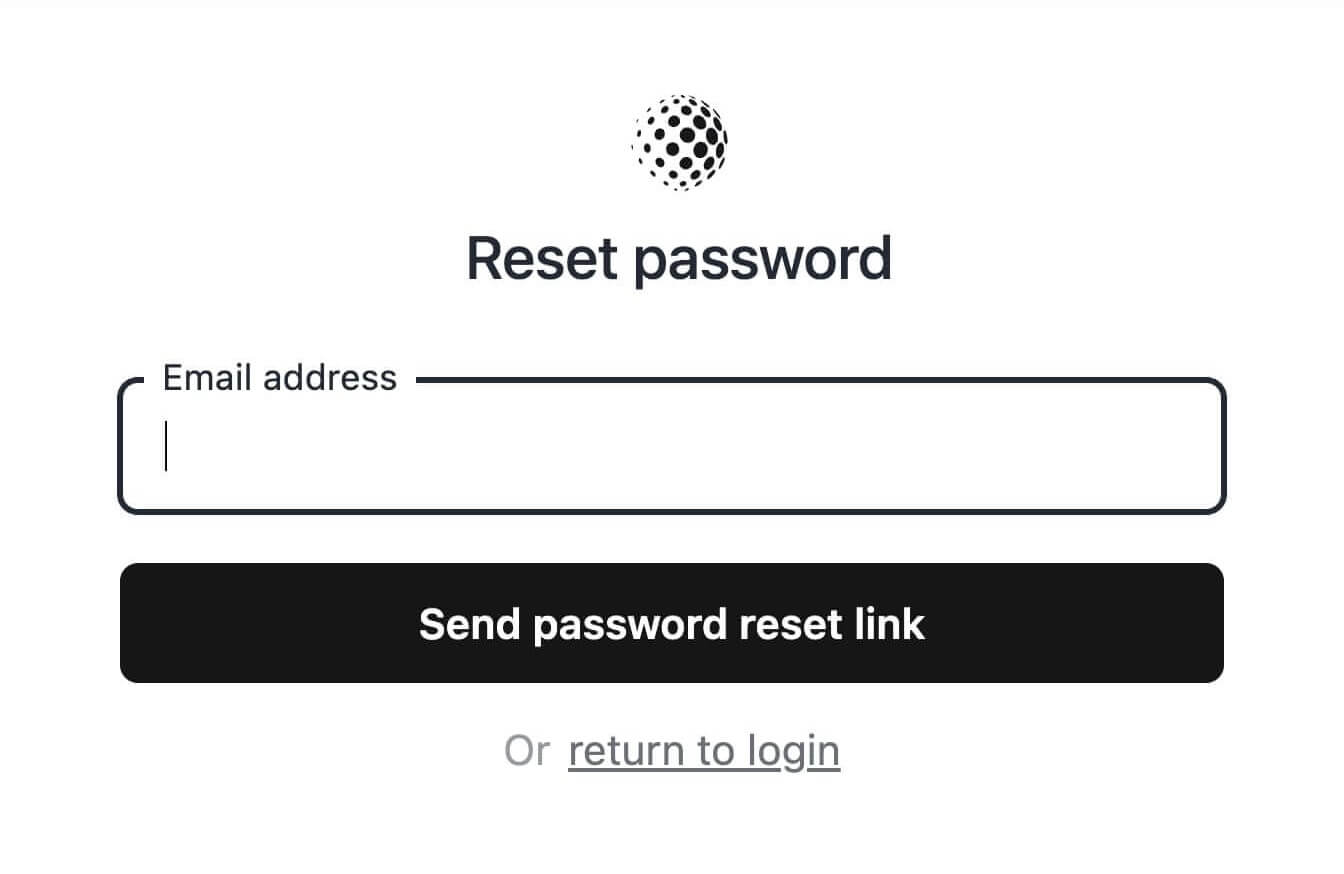 The password reset request page