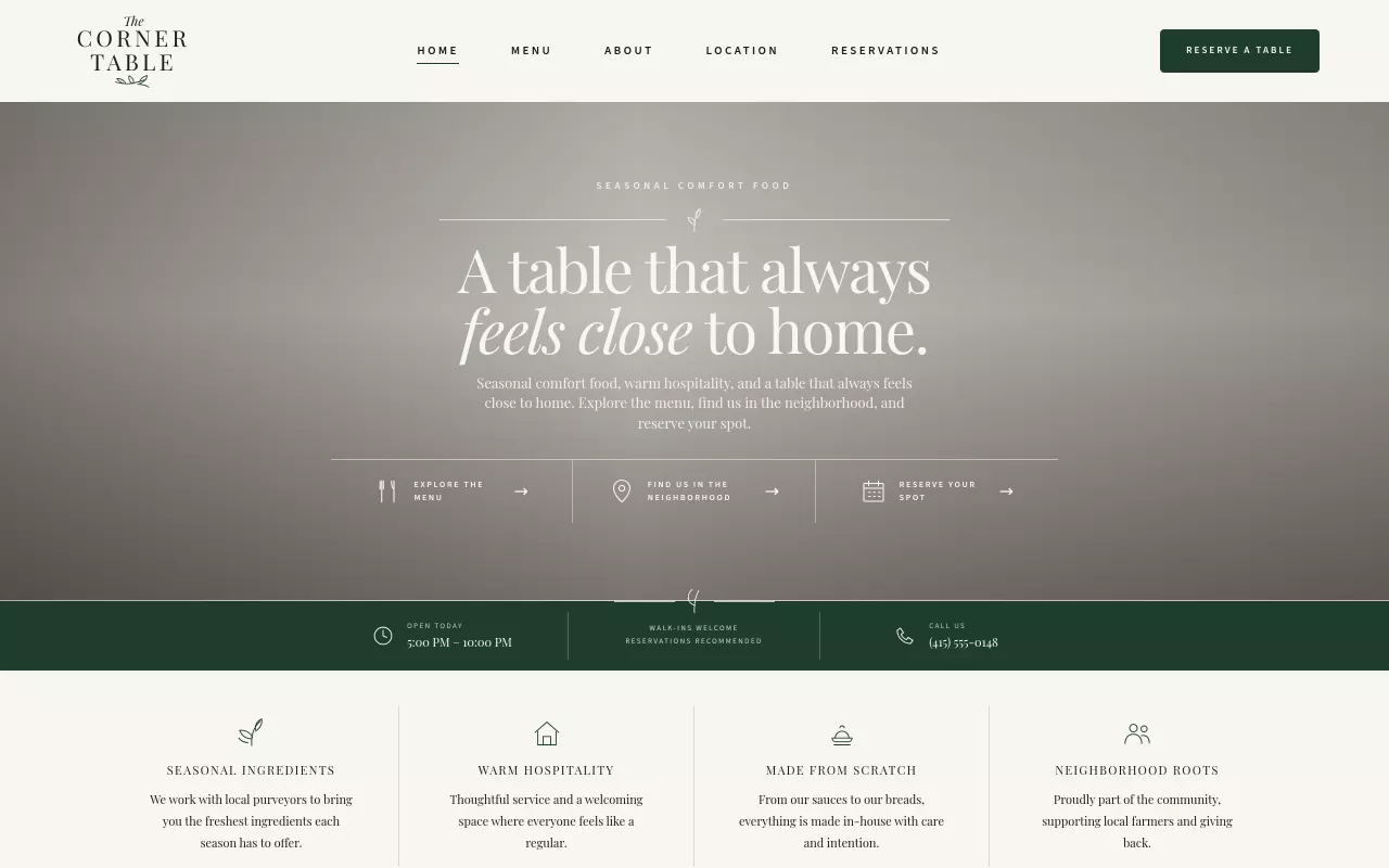 The Corner Table — preview