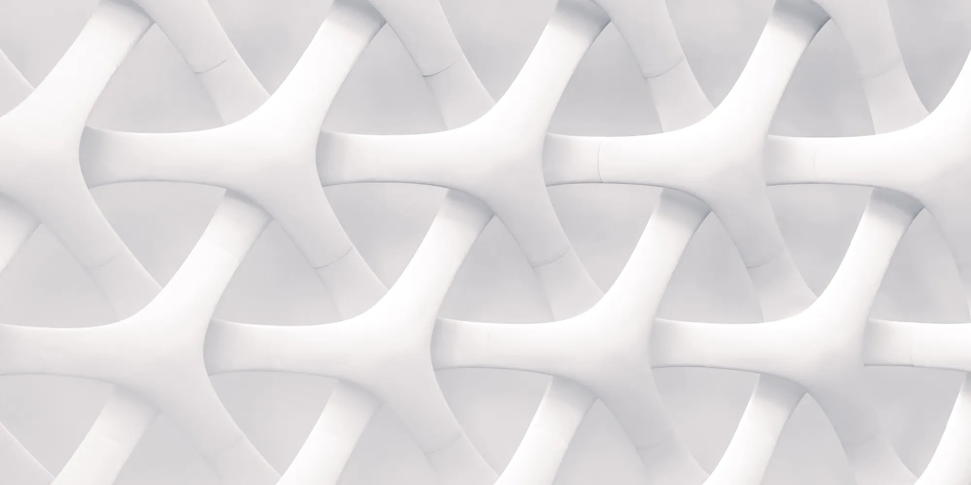 A woven lattice of soft white forms repeating across the frame