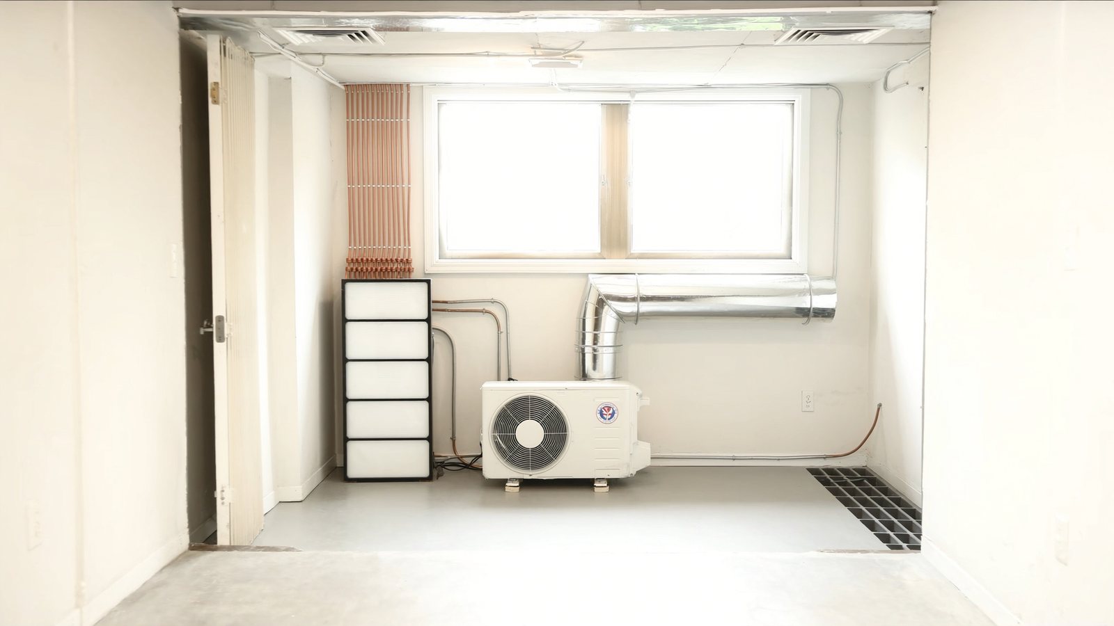 A new air handler in a clean mechanical room