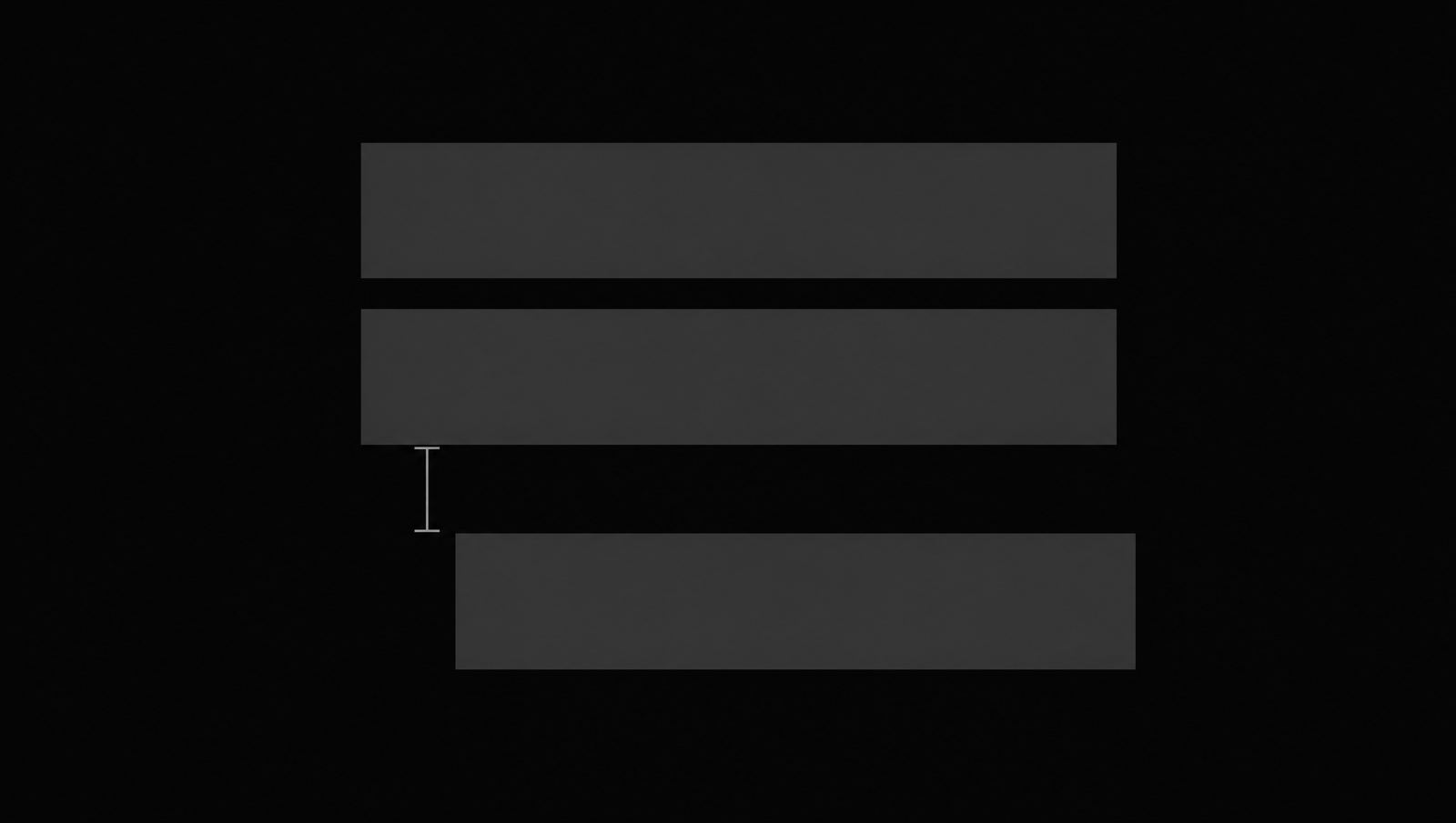Three stacked blocks with one shifted out of line and the gap measured